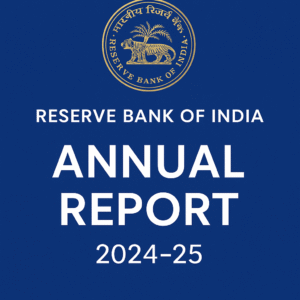 Cover page of the Reserve Bank of India Annual Report 2024-25 with RBI emblem on a blue background.