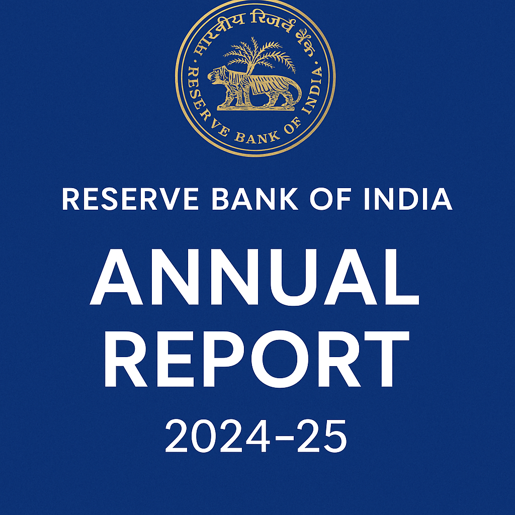 Cover page of the Reserve Bank of India Annual Report 2024-25 with RBI emblem on a blue background.