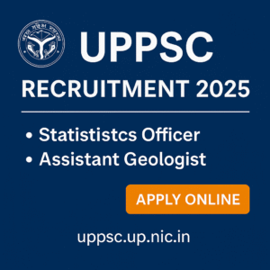 UPPSC Recruitment 2025 notification banner with job titles and apply online button.